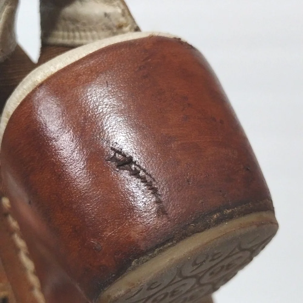 Pikolinos Floral Laser Cut Tan Leather Slingback Sandals US 6 Boho Summer Chic - Picture 15 of 15